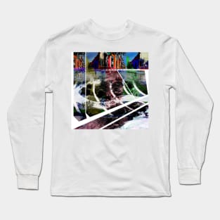 maza in city mapping park landscape collage Long Sleeve T-Shirt